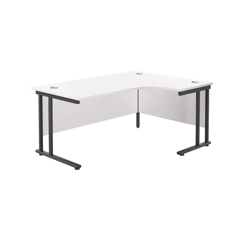 Office Hippo - L Shaped Office Desk 180 x 120cm. Large Corner Computer Desk For Home Office With Integrated Cable Ports, Ideal For Work, Study, Gaming And Hobby Workstation (White/Black)