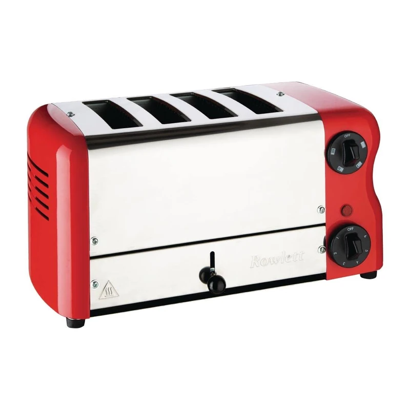 Rowlett 1.8kW Esprit 4-Slot Toaster with 2x Additional Elements & Sandwich Cage | Traffic red | CH184 - Image 1