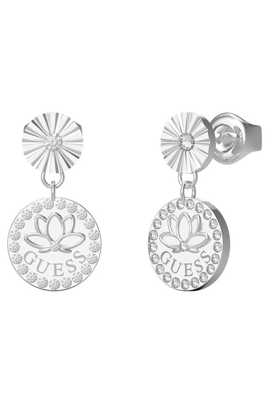 GUESS Lotus Lotus Flower Pendant Earrings JUBE01344JWRHT-U/JUBE01344JWYGT-U, one Size, Non-Precious Metal, Not a Gemstone