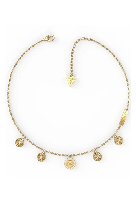 GUESS Lotus Flower Multi Charm Necklace JUBN01339JWRHT-U/JUBN01339JWYGT-U, one Size, Non-Precious Metal, Not a Gemstone