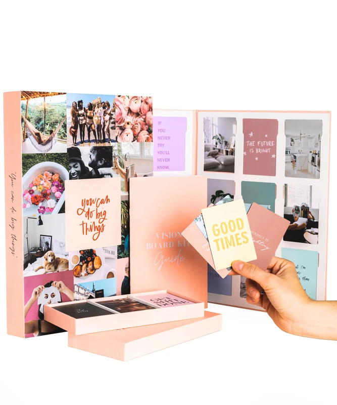 Vision Board Kit - Vision Boards, Dream Board, Mood Board, Collage Book - 150 Vision Board Pictures, Quotes - Interchangeable Cut, Tape and Glue-Free Vision Board Book - Create, Visualize and Inspire - Image 1