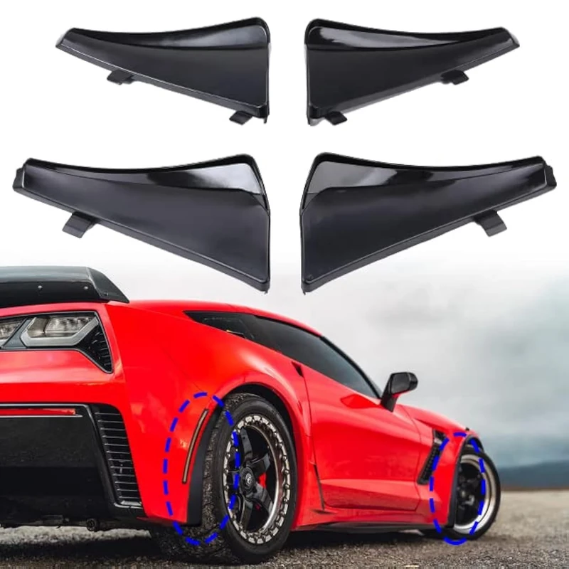 NUBEHONE Front & Rear Splash Guards Mud Flaps Fender XL Extended Style Compatible with 2020-2024 Chevy Corvette C8 Stingary Z51 Glossy Black Replace OEM #84263453 and #84263457 - Set of 4…