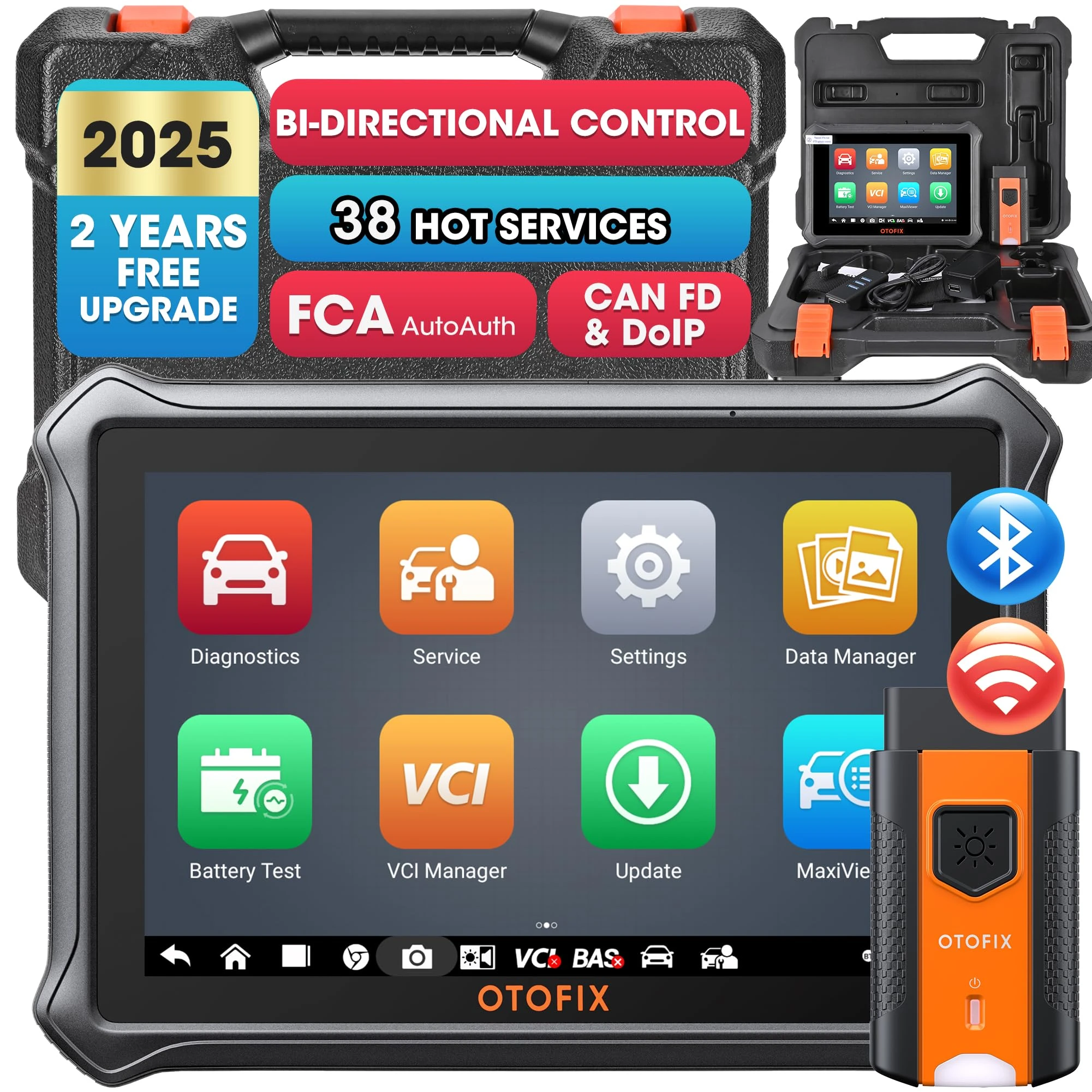 OTOFIX D1 Lite OBD2 Scanner, [2 Years Free Update] 2025 with Bi-Directional Control Scan Tool, All System Diagnostics, 38+ Functions, Oil Reset, EPB, SAS, BMS, ABS Bleeding, Auto VIN, FCA SGW