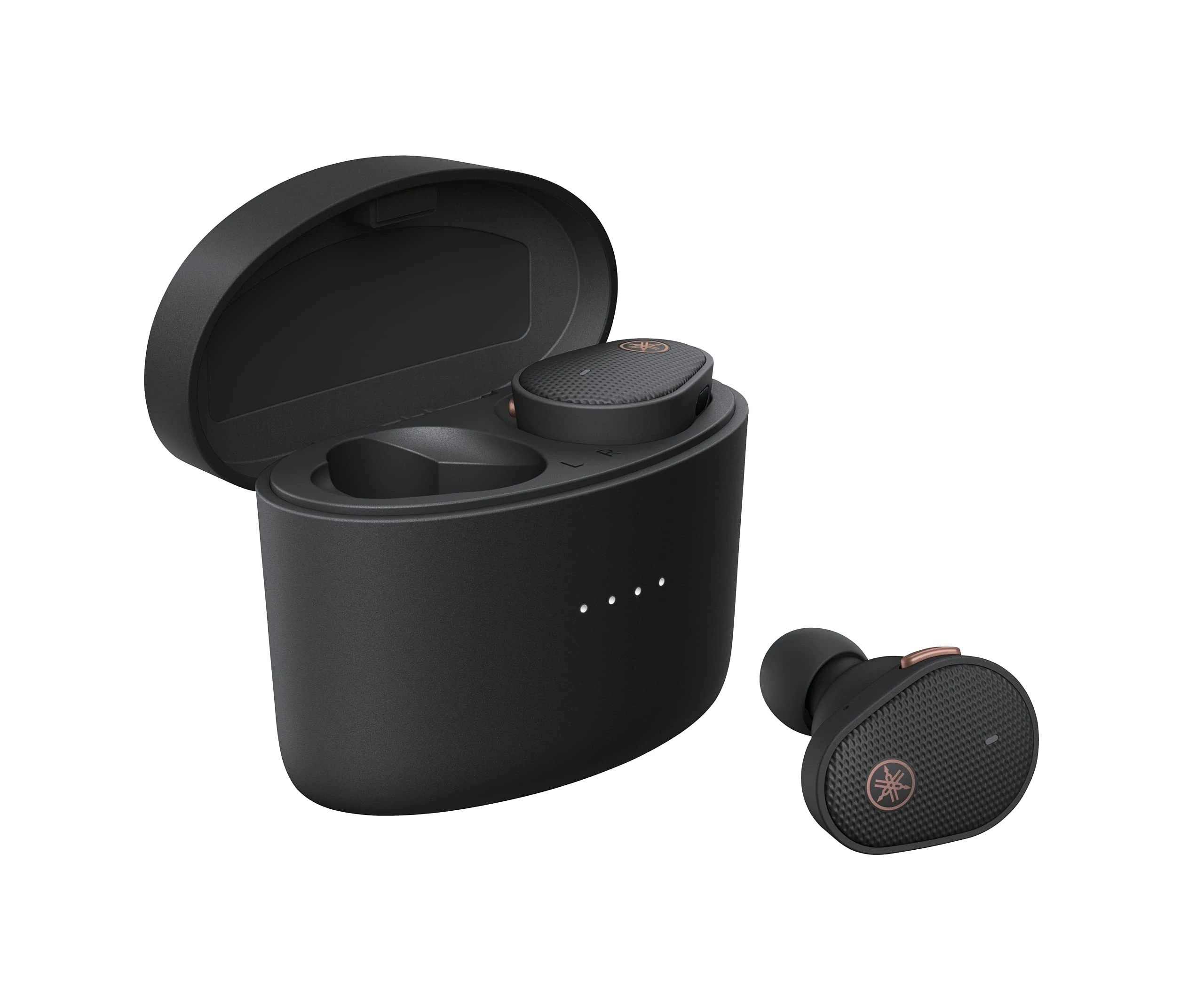 Yamaha TW-E5B True Wireless Bluetooth Earbuds in Charging Case with True Sound, aptX Adaptive, Game Mode, Ambient Sound, Listening Care and Built-In Microphone, in Black