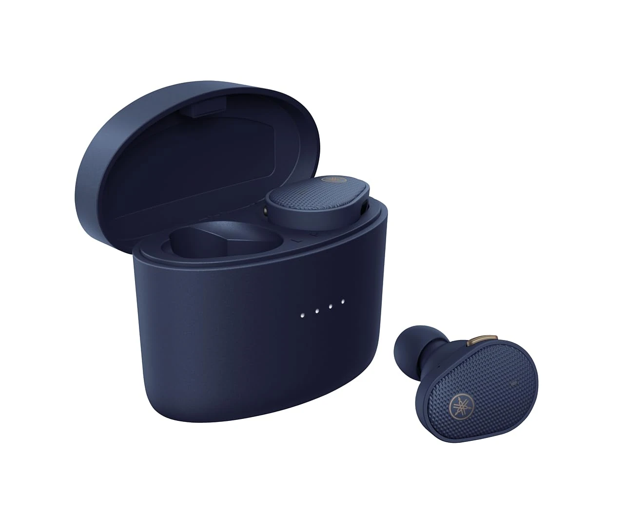 Yamaha TW-E5B True Wireless Bluetooth Earbuds in Charging Case with True Sound, aptX Adaptive, Game Mode, Ambient Sound, Listening Care and Built-In Microphone, in Blue
