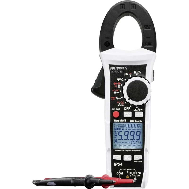 Voltcraft VC-750 E Current Clamp, Hand Multimeter Calibrated (ISO) Digital Splash-proof (IP54
