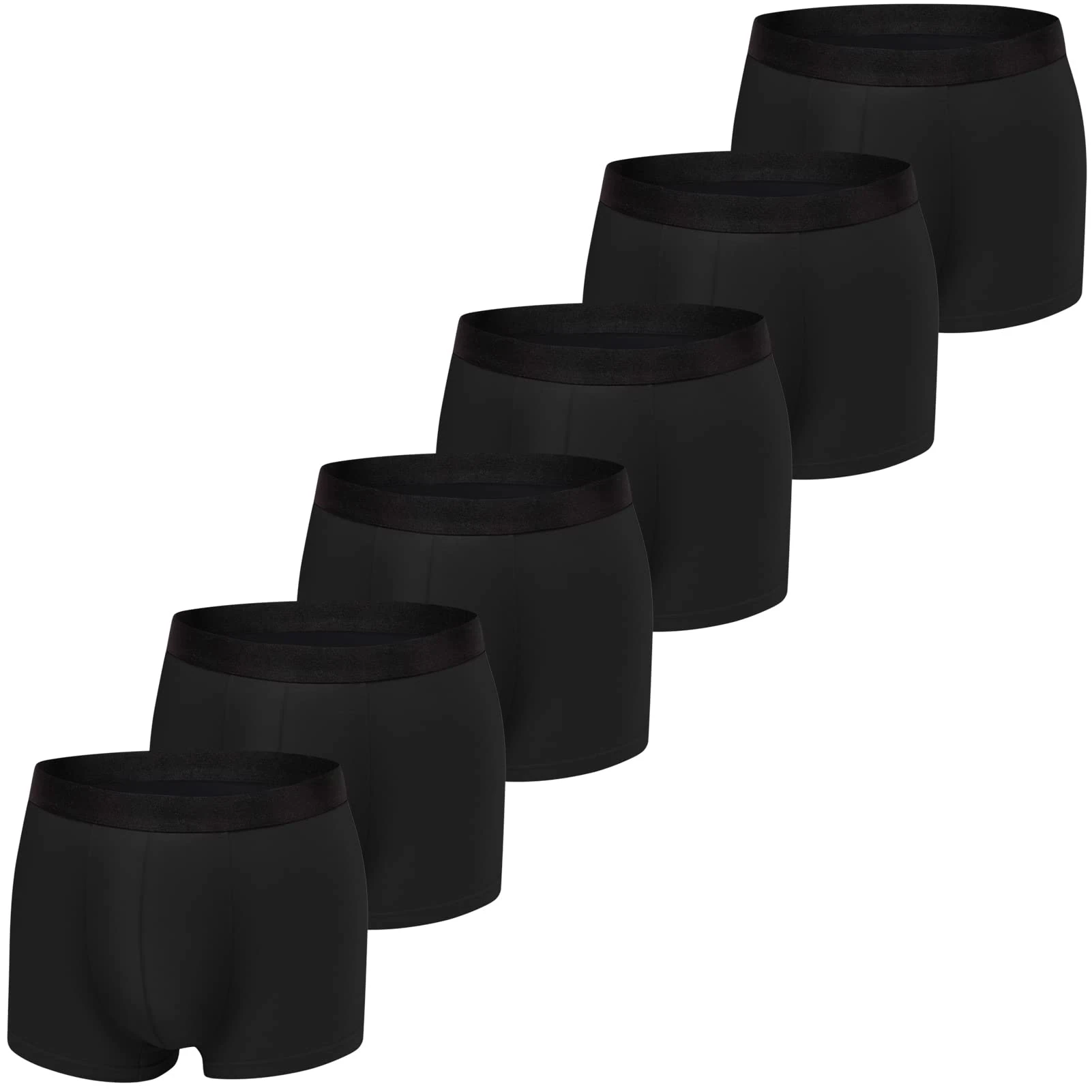 JIATAOBAO Boxer Shorts Mens (Pack of 6), Cotton Fitted Underwear Retro Trunks Breathable Briefs, Suitable For Leisure, Sports And Business, S, M, L, XL, XXL (L, Black×6)