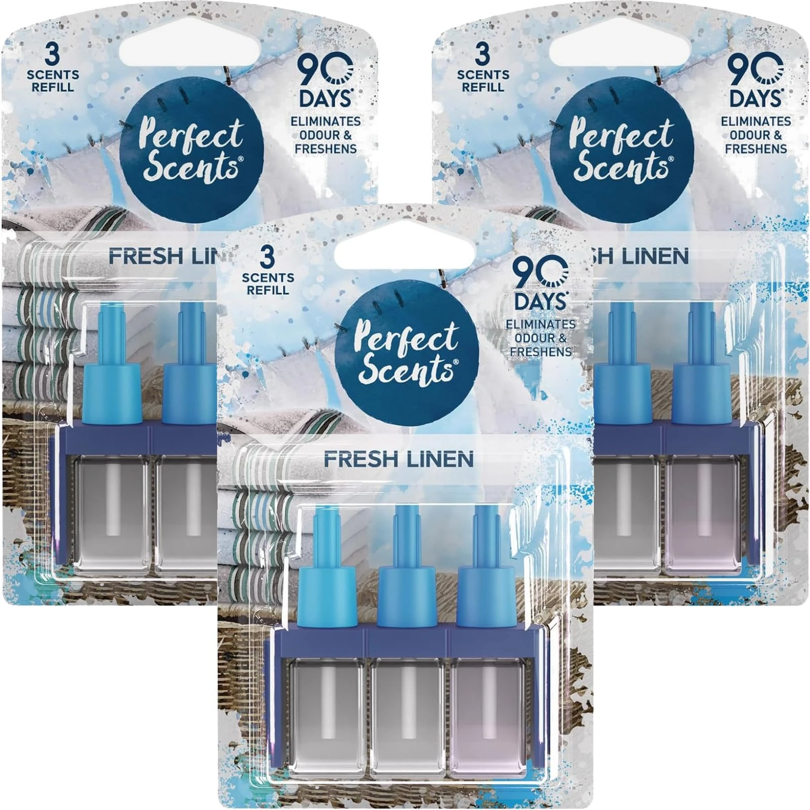 3x Perfect Scents Air Freshener Refill 20ml - Fresh Linen - Compatible with 3volution 20ml