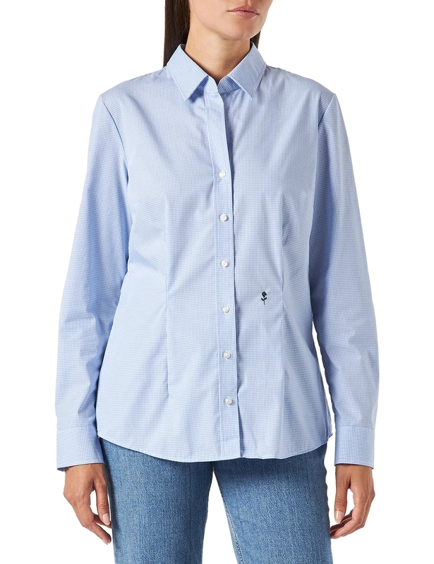 Seidensticker Women's Blouse - Shirt Blouse - Non-Iron - Slim fit - Long Sleeve - Stripes - 100% Cotton Lightblue - Image 1