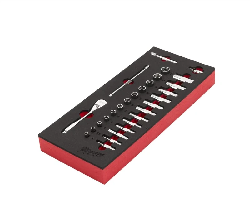 Milwaukee 28 Piece 1/4" Ratchet Wrench Set Foam Insert for 30" Workshop Trolley