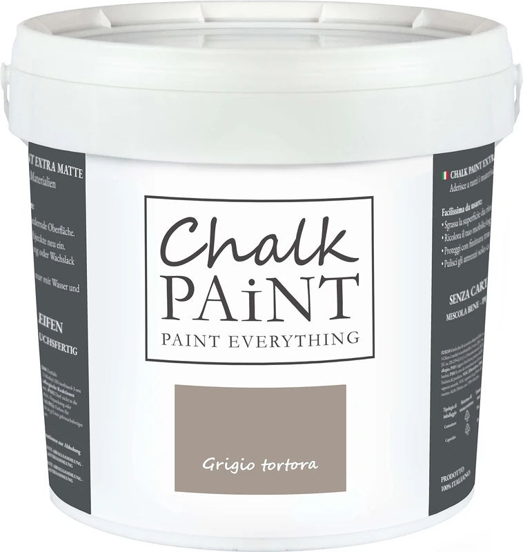 Chalk Paint Everything® Grigio Tortora (Dove Grey) – 5 l Water-Based Chalk Paint for Shabby Chic Furniture, Décor, and Upcycling Projects – Non-Toxic, Easy to Apply