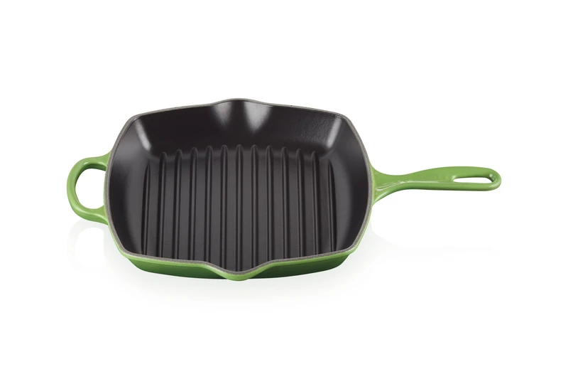 LE CREUSET Signature Enamelled Cast Iron Grillit Frying Pan with Helper Handle and Two Pouring Lips, for All Hob Types and Ovens, 26 cm, Bamboo, 20183264080422