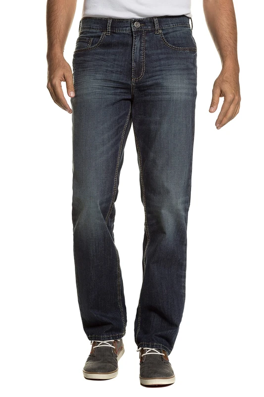 JP 1880 Men's Jeans, Super Stretch, Kontrast Stitching, 5-Pocket, Straight Fit Pants, Blue Denim, 34