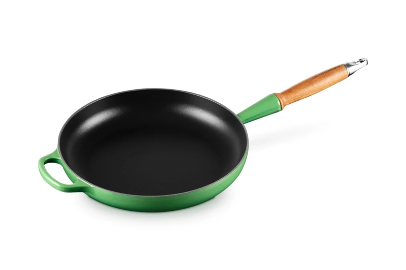 LE CREUSET Signature Cast Iron Frying Pan with Wooden Handle 28cm Bamboo, 20258284080422