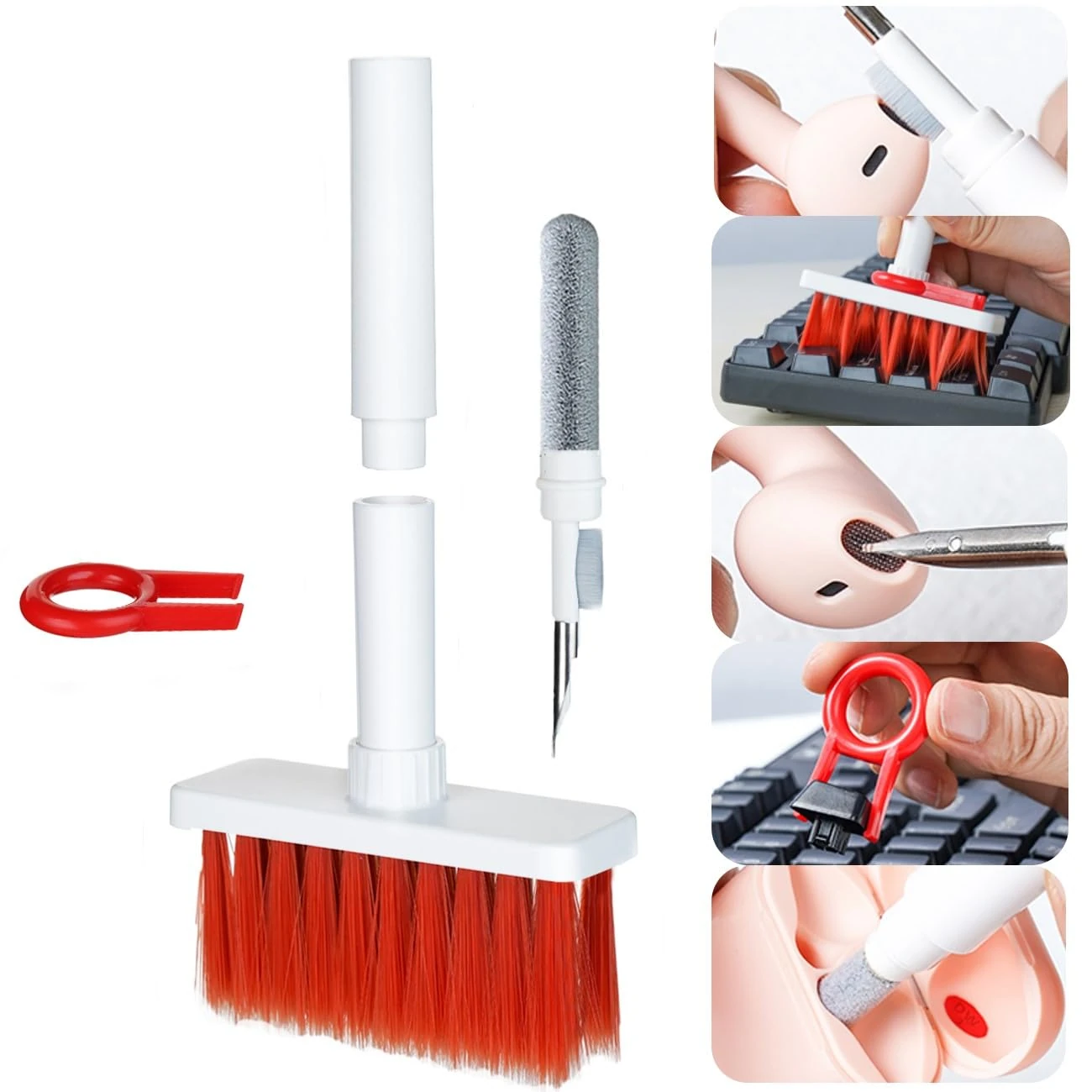 Is.fyw.sfs Keyboard Cleaner Brush,Airpod Cleaning Kit,5 in 1,with Keycap Puller for Airpods Pro,Laptop,Pc,Computer,Earbud,Macbook,Iphone Port,Dust Remover