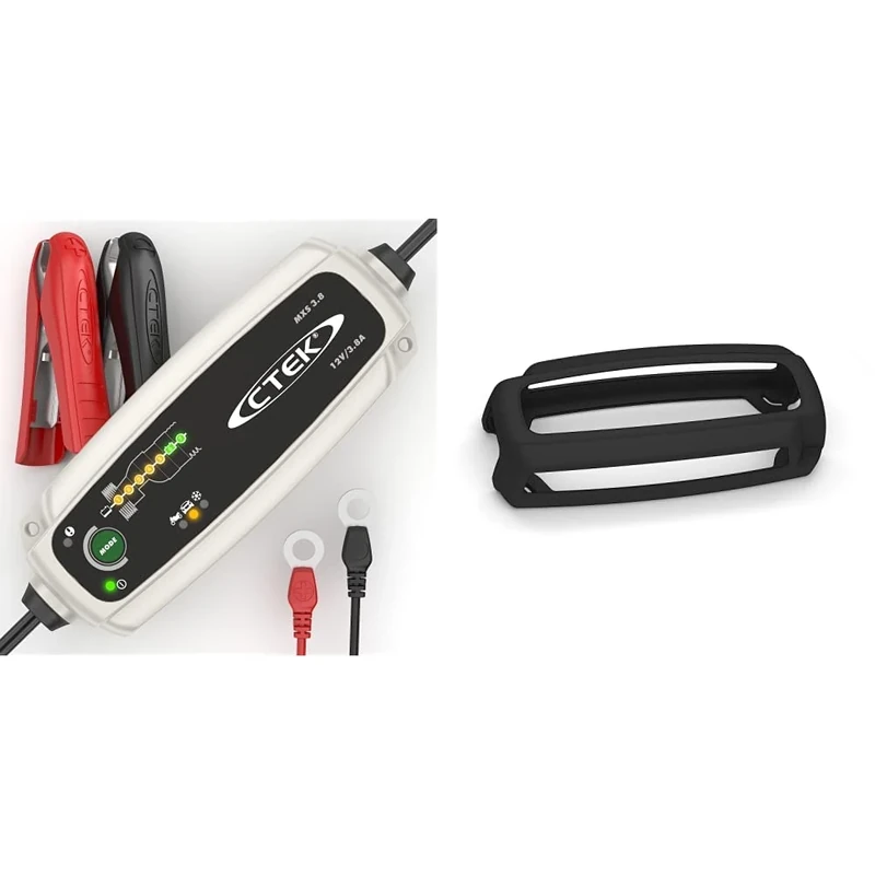 CTEK MXS 3.8 Multi Functional 7-stage battery charger 3.8 A & 56-915 Bumper, Silicone Rubber Protection, Compatible 3.6-MXS 5.0 and CT5 Series