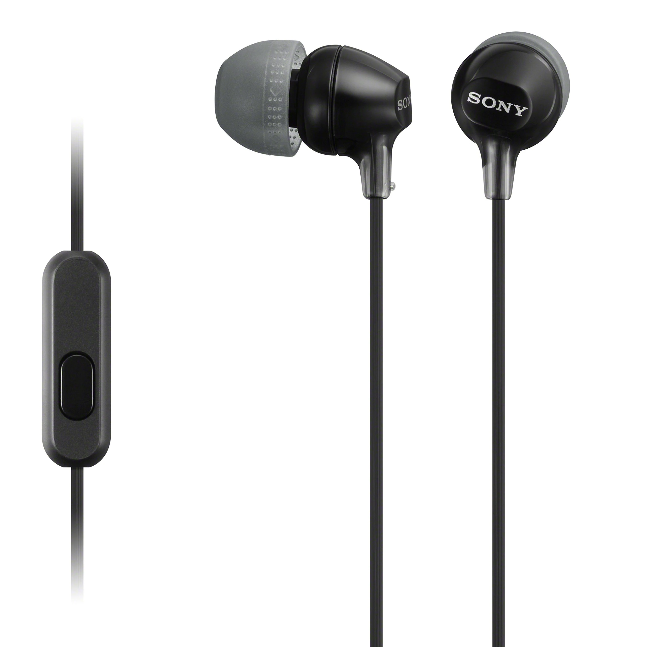 Sony MDR-EX15AP Earphones with Smartphone Mic and Control - Black (Renewed)