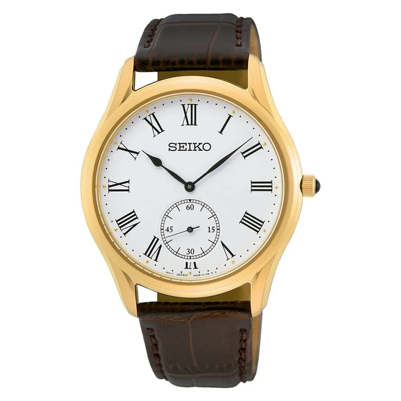 Seiko SRK050P1 Unisex Analog Quartz Watch with Leather Strap