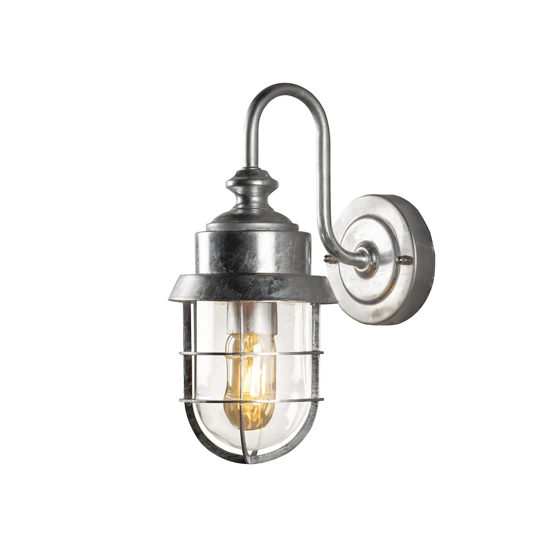 Konstsmide Cerignola 7351-320 Wall Light E27 Galvanised Steel/Clear Glass