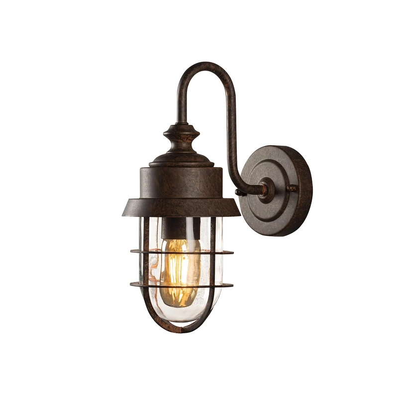Konstsmide Cerignola 7351-970 Wall Light E27 Rust-Coloured Steel/Clear Glass