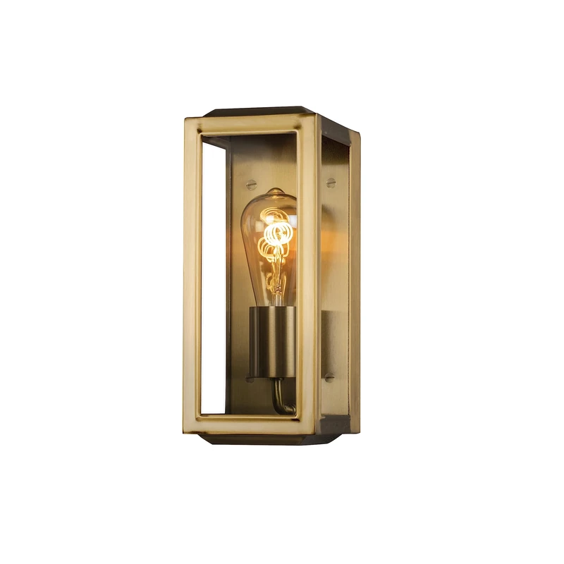 Konstsmide 7348-800 Carpi Box Outdoor Wall Light Mains Powered/W: 12cm D: 12cm H: 28cm / 1 x 60 W E27 Max Wall Lamp/Clear Glass/Steel / IP44 / Outside Light Brass