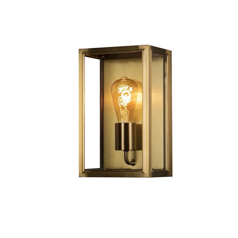 Konstsmide 7348-800 Carpi Box Outdoor Wall Light Mains Powered/W: 18cm D: 13.5cm H: 30cm / 1 x 60 W E27 Max Wall Lamp/Clear Glass/Steel / IP44 / Outside Light Black Brass