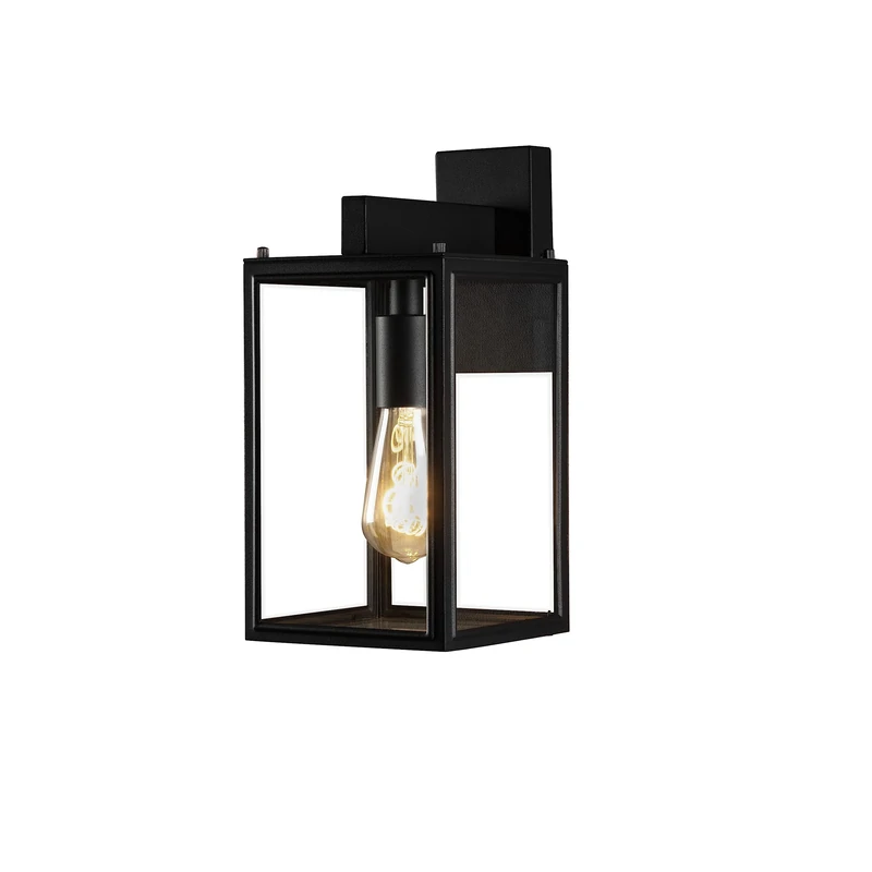 Konstsmide Carpi 7352-750 Wall Light E27 Black Steel/Clear Real Glass