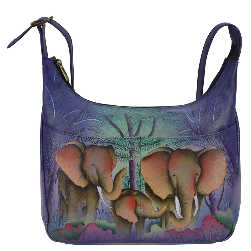 Anna by Anuschka Women's Leather Medium Shopper Bag, Elephant Family, One Size