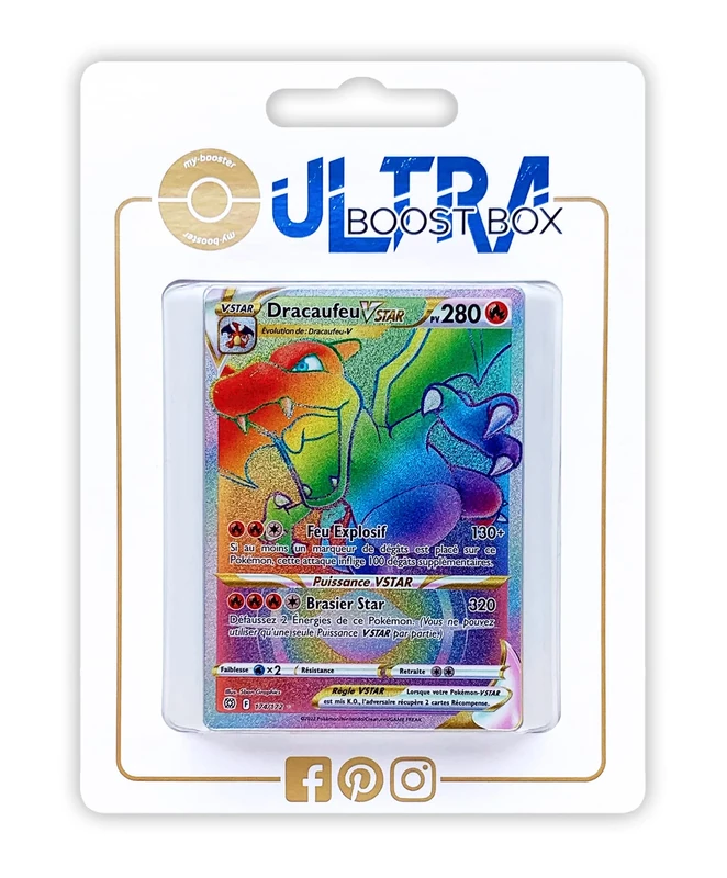 Dracaufeu VSTAR (Charizard VSTAR) 174/172 Shiny Rainbow - Ultraboost X Epée et Bouclier 9 - Stars Étincelantes - Box of 10 Pokemon French cards
