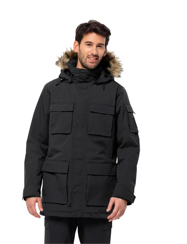 Jack Wolfskin Men's Glacier Canyon Parka Jacket, Black, XXL - Image 1