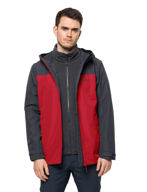 Jack Wolfskin Taubenberg 3 In1 Men's Jacket, Adrenaline Red, M