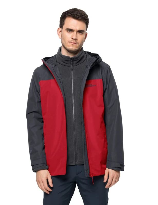 Jack Wolfskin Taubenberg 3In1 Men's Jacket, Adrenaline Red, XL - Image 1