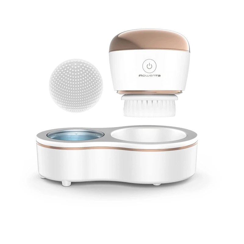 Rowenta Anti-Ageing Facial Cleansing Brush, Gentle Ultrasonic Vibrations, Clean Pores, Refines Skin, Sensitive Skin Friendly, Waterproof, Remove Make-Up, LED Sanitising Zone, Glow Skin, LV4020