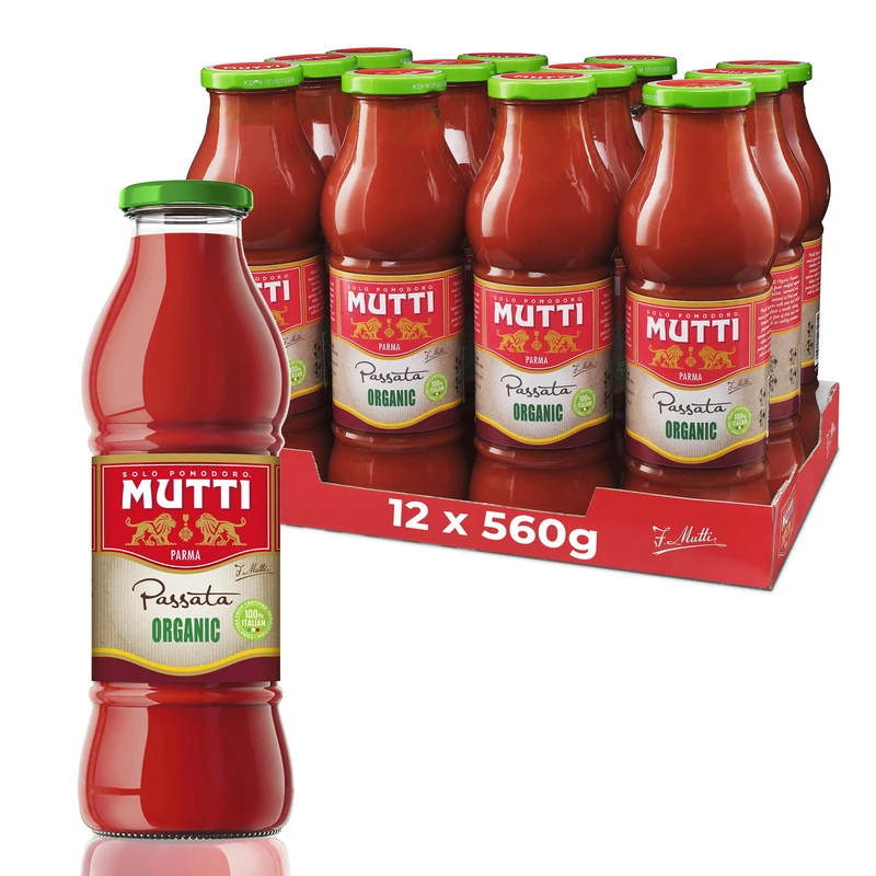 Mutti Organic Passata 560g (Pack of 12) - Italian Tomato Juice