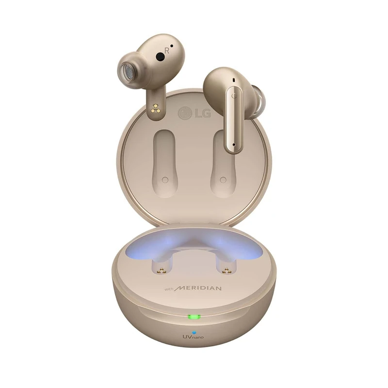 LG TONE Free UFP8 - Plug And Wireless True Wireless Bluetooth Earbuds(TWS), Enhanced Active Noise Cancellation, UVnano 99.9% Bacteria Free, Immersive 3D Sound, 3 Mic Work/Home Office, Gold - Image 1