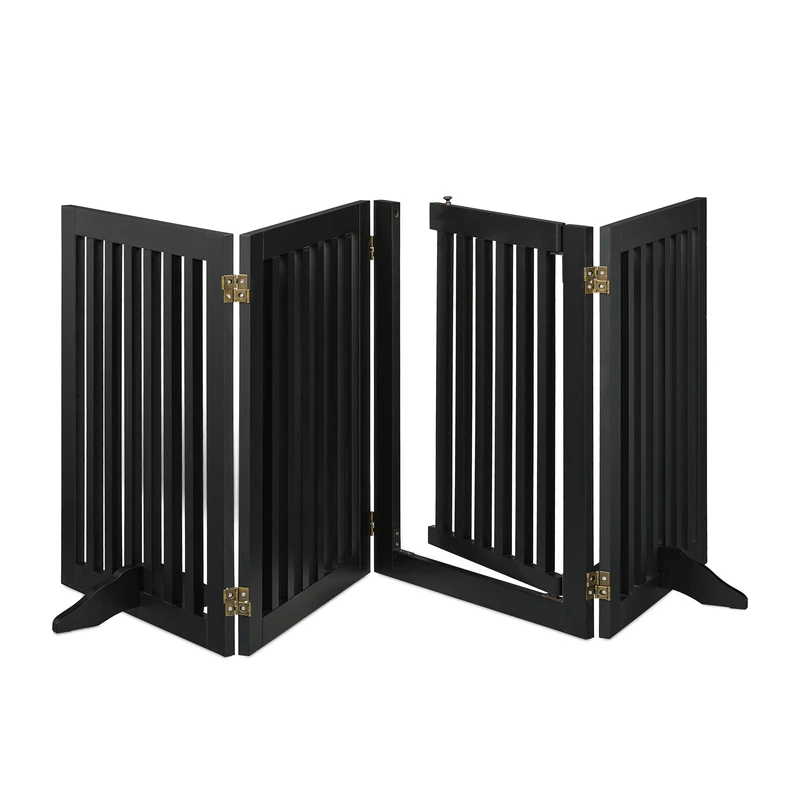 Relaxdays Safety Gate with Door, Children & Pets, Retractable, with Feet, Free-Standing Barrier, HxW: 70x207cm, Black