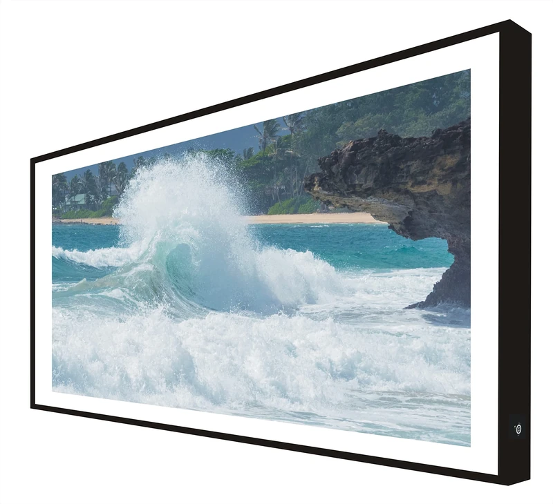 Picture with Wooden Frame in Black Lacquered with Leds Shredded Sea Light