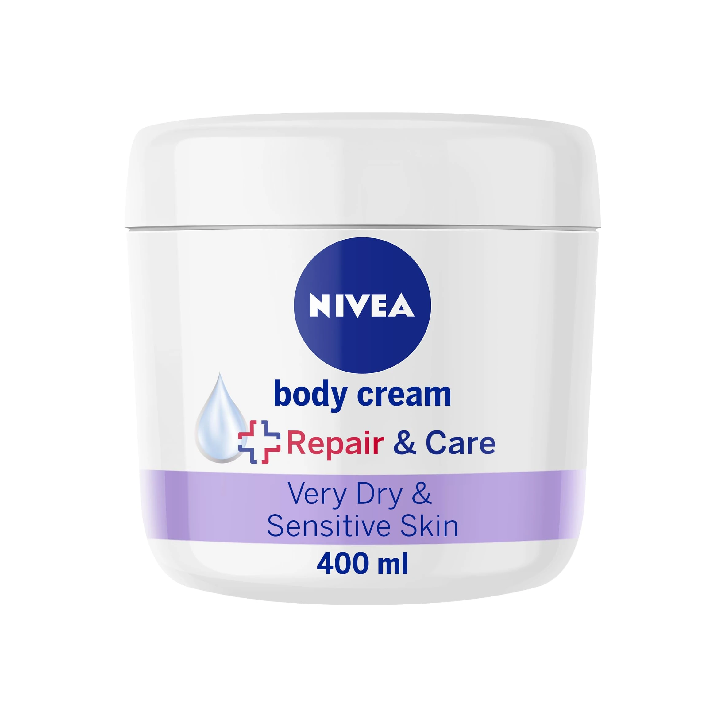 NIVEA Body Repair & Care Cream (400ml Jar), Sensitive Moisturising Cream with NIVEA DEEP MOISTURE SERUM, Body Cream with Strengthening Formula, Body Cream for Dry Skin