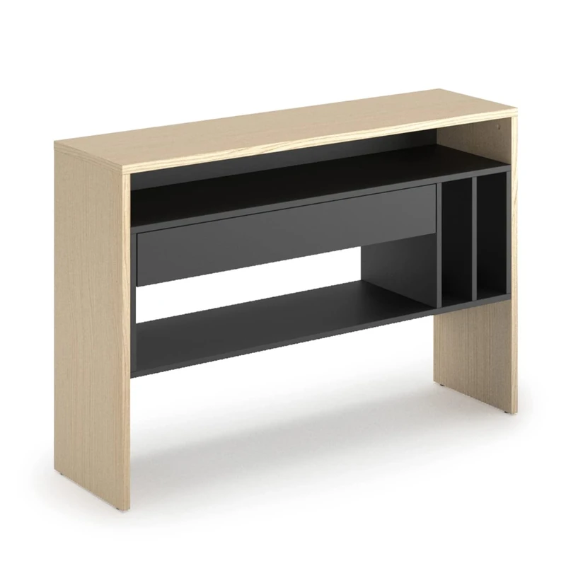 Symbiosis Console, Melamine Chipboard, Oak and Black, H81xL120xP33cm