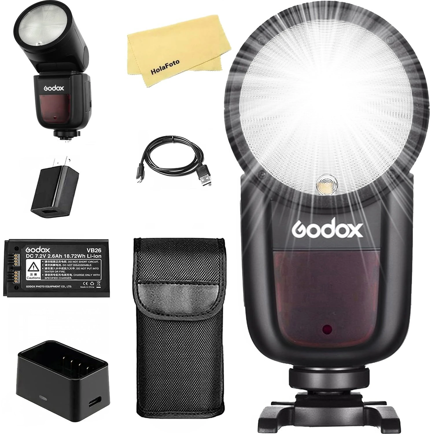Godox V1-N Round Head Camera Flash for Nikon Flash Speedlight Speedlite Light,76Ws 2.4G 1/8000 HSS,480 Full Power Shots,1.5s Recycle Time,2600mAh Li-ion Battery,10 Levels LED Modeling Lamp