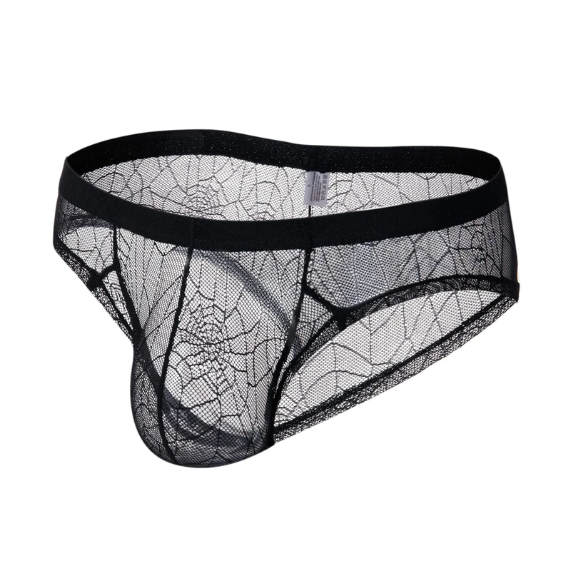 Drelaar Men's Breathable Sheer Underwear Sexy See Through Mesh Briefs Large Black