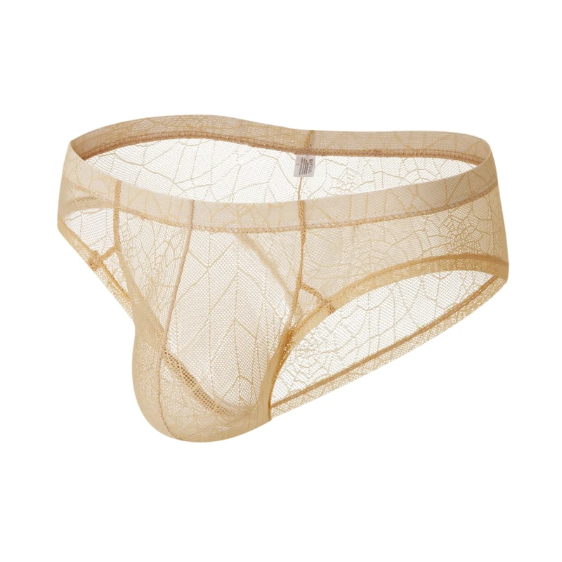 Drelaar Men's Breathable Sheer Underwear Sexy See Through Mesh Briefs Medium Nude
