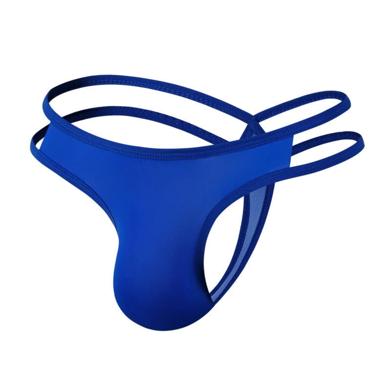 Drelaar Men's Smooth Stretchy Waist G-String Underwear Pouch Thongs Small Blue