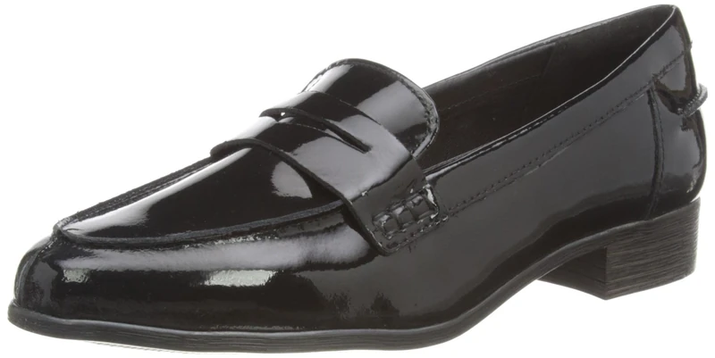 Clarks Women's Hamble Loafer, Black Pat, 3.5 UK