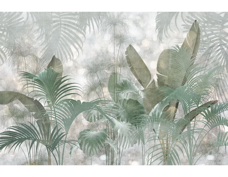 Komar Non-Woven Photo Wallpaper - Sequins Tropicales - Size 368 x 248 cm - Wallpaper, Tropicals, Plants, Living Room, Bedroom
