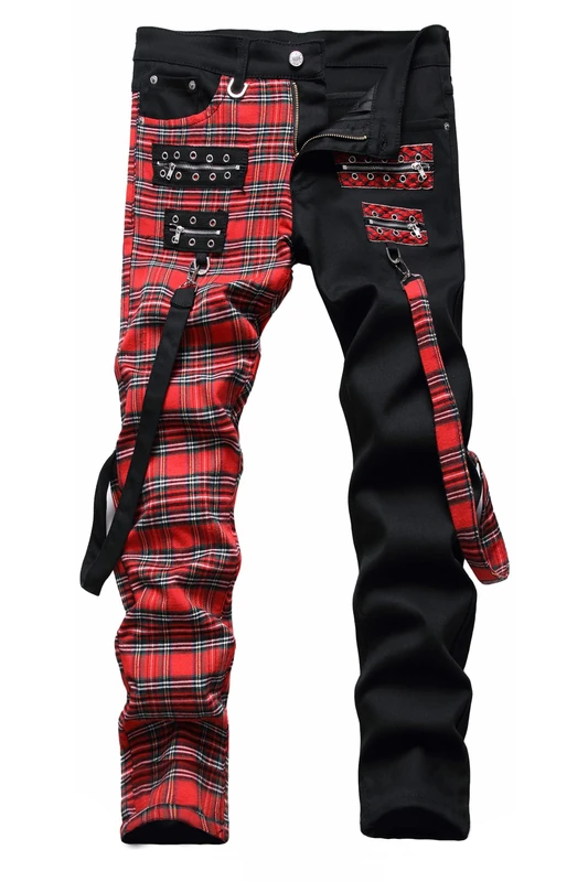 Baylvn Men's Designer Straight Slim Fit Patchwork Jeans Skinny Biker Denim Pants, 5512 Black, 32