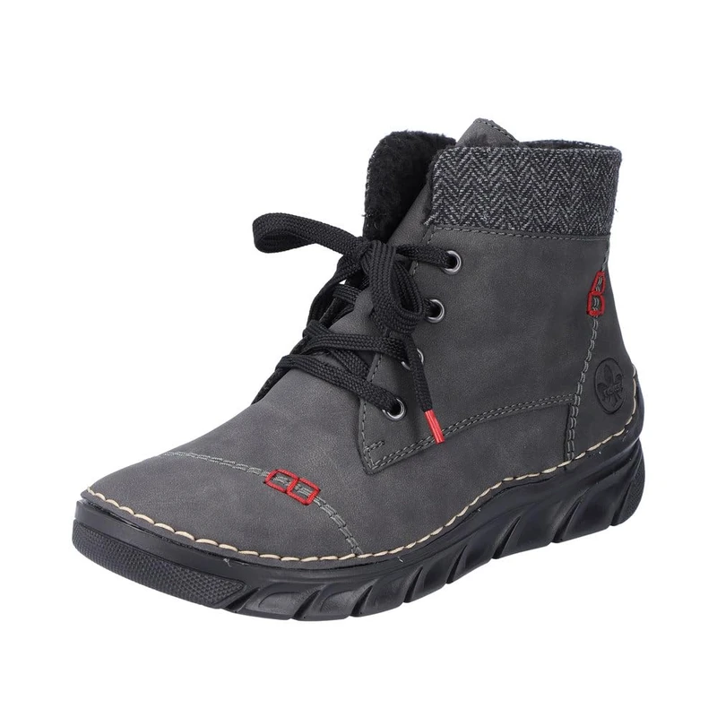 Rieker 55031-00 Women's Lace-Up Boots Synthetic Black, gray, 6 UK