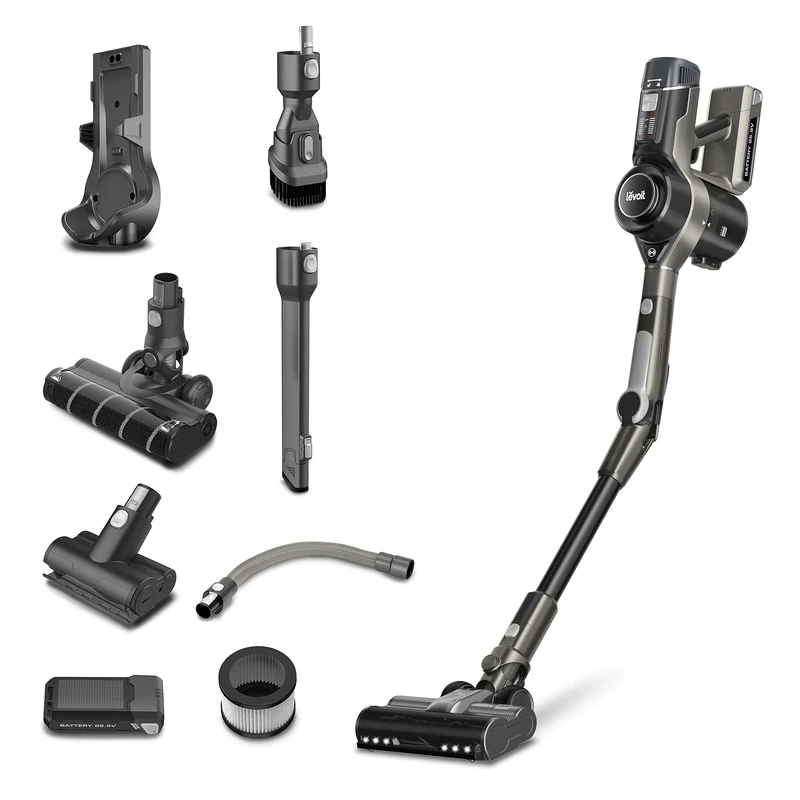 LEVOIT Cordless Vacuum Cleaner, 100,000 RPM Brushless Motor, Dual Brush for All Floors, 80min Battery with Extra, Intelligent Auto Mode, 4-Stage HEPA Filter, Mini Pet Brush