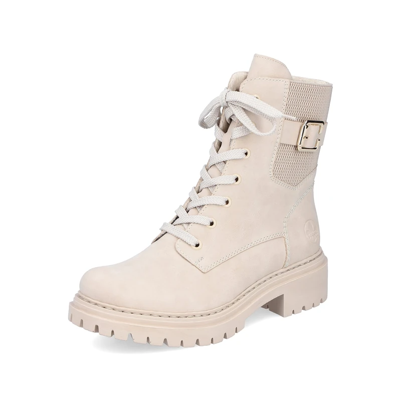 Rieker 72631 Women's Lace-Up Ankle Boots, beige, 6 UK