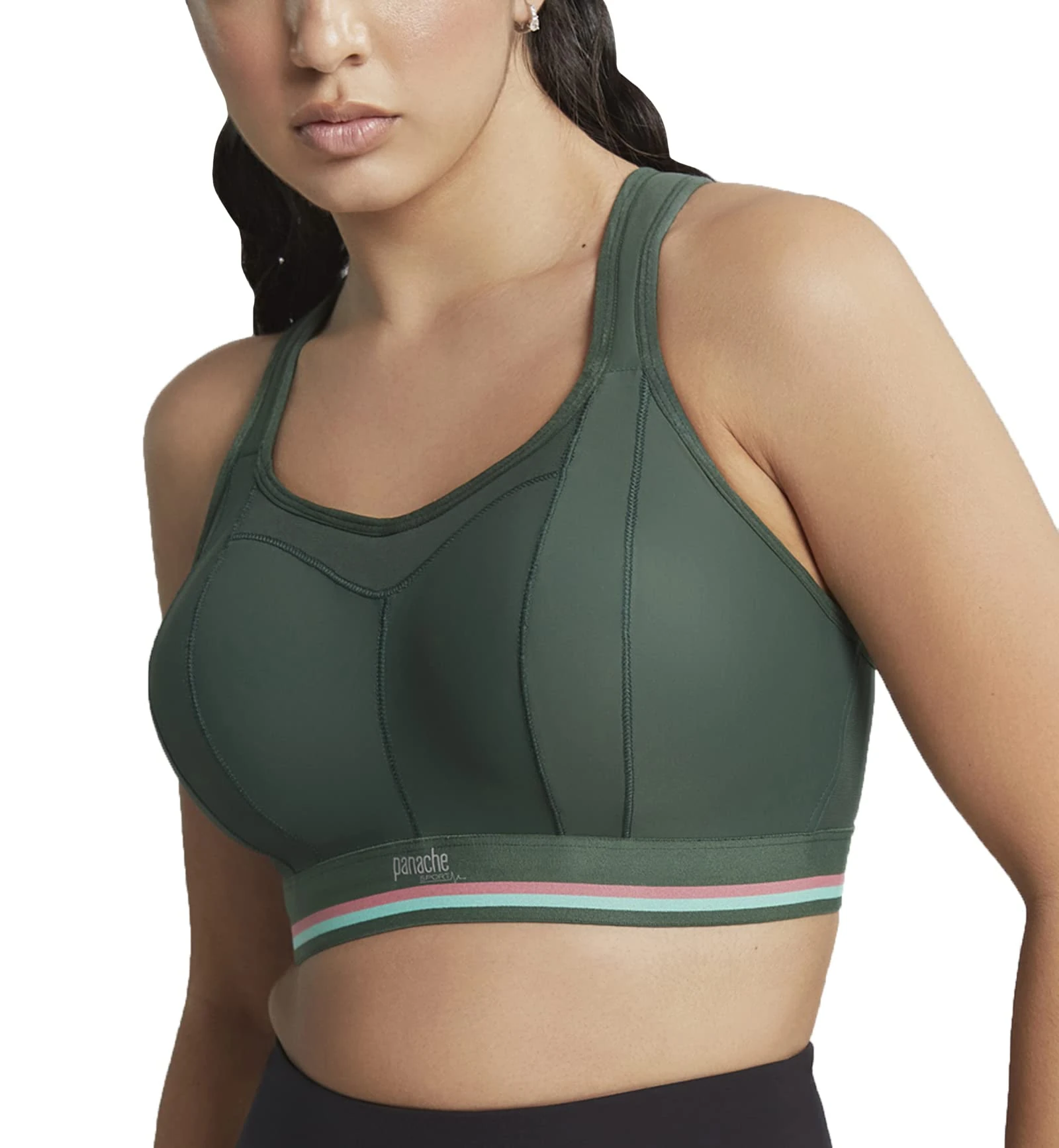 Panache Non-Wire Sports Bra (7341B)- Cranberry, Forest Green, 28E